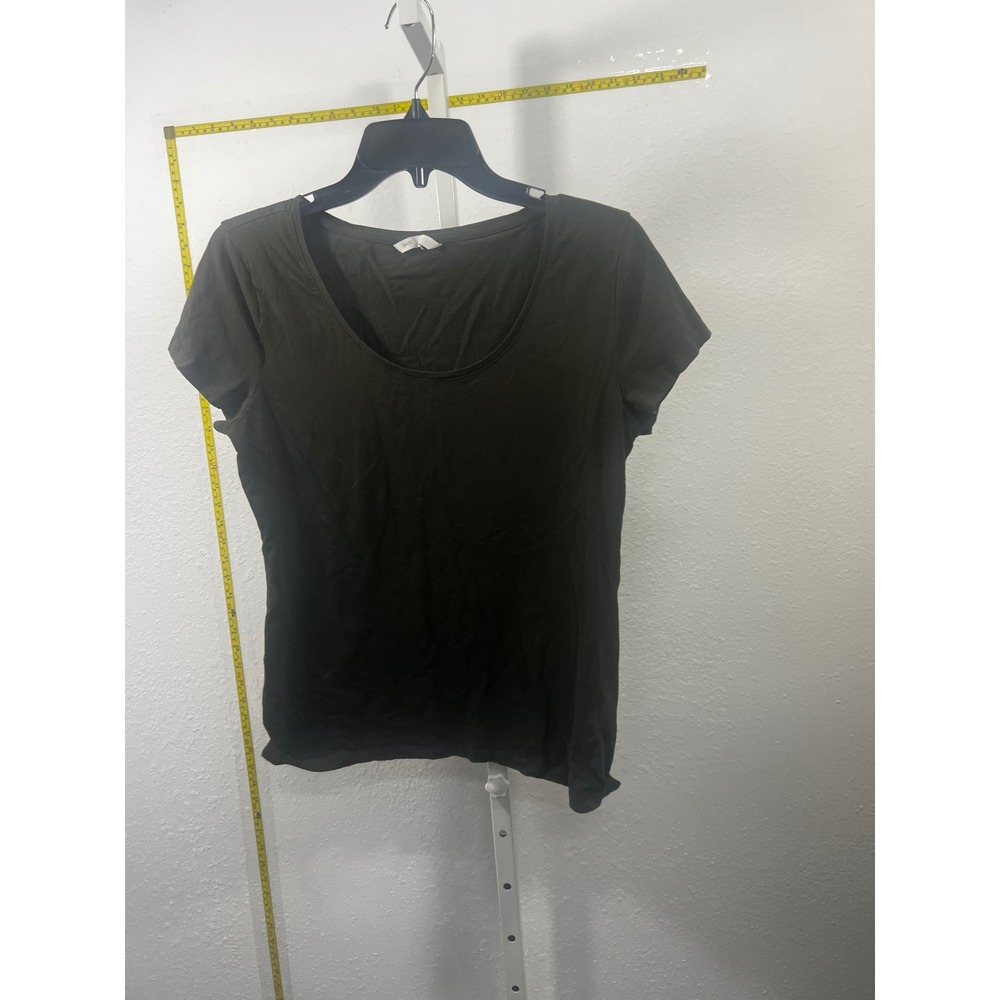 HM Basic Womens Short Sleeve Scoop Neck T-Shirt Dark Olive Green Size M